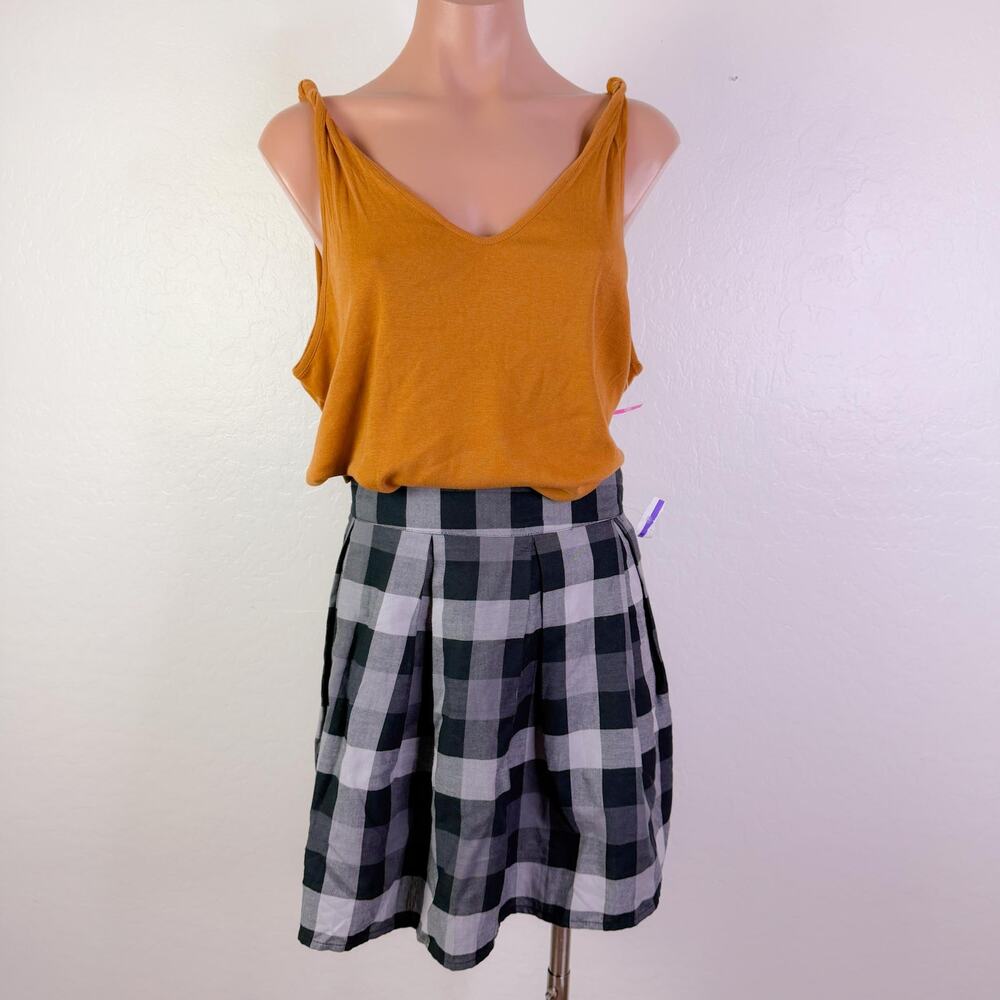 Noisy May Plaid Pleated Mini Skirt Gray Preppy Whimsigoth Grunge Goth Size M NWT